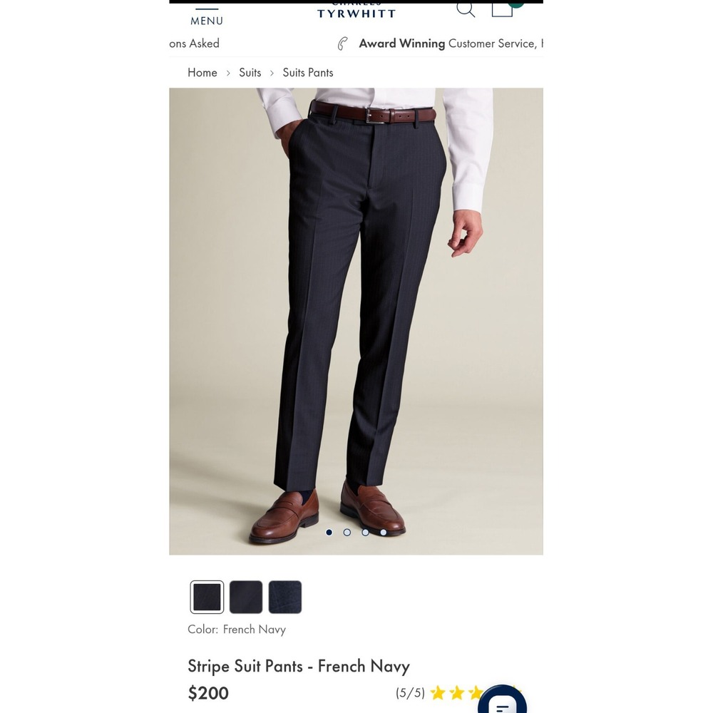 Charles Tyrwhitt French Navy Seasonal Design Stripe Classic Fit Trouser 38X32